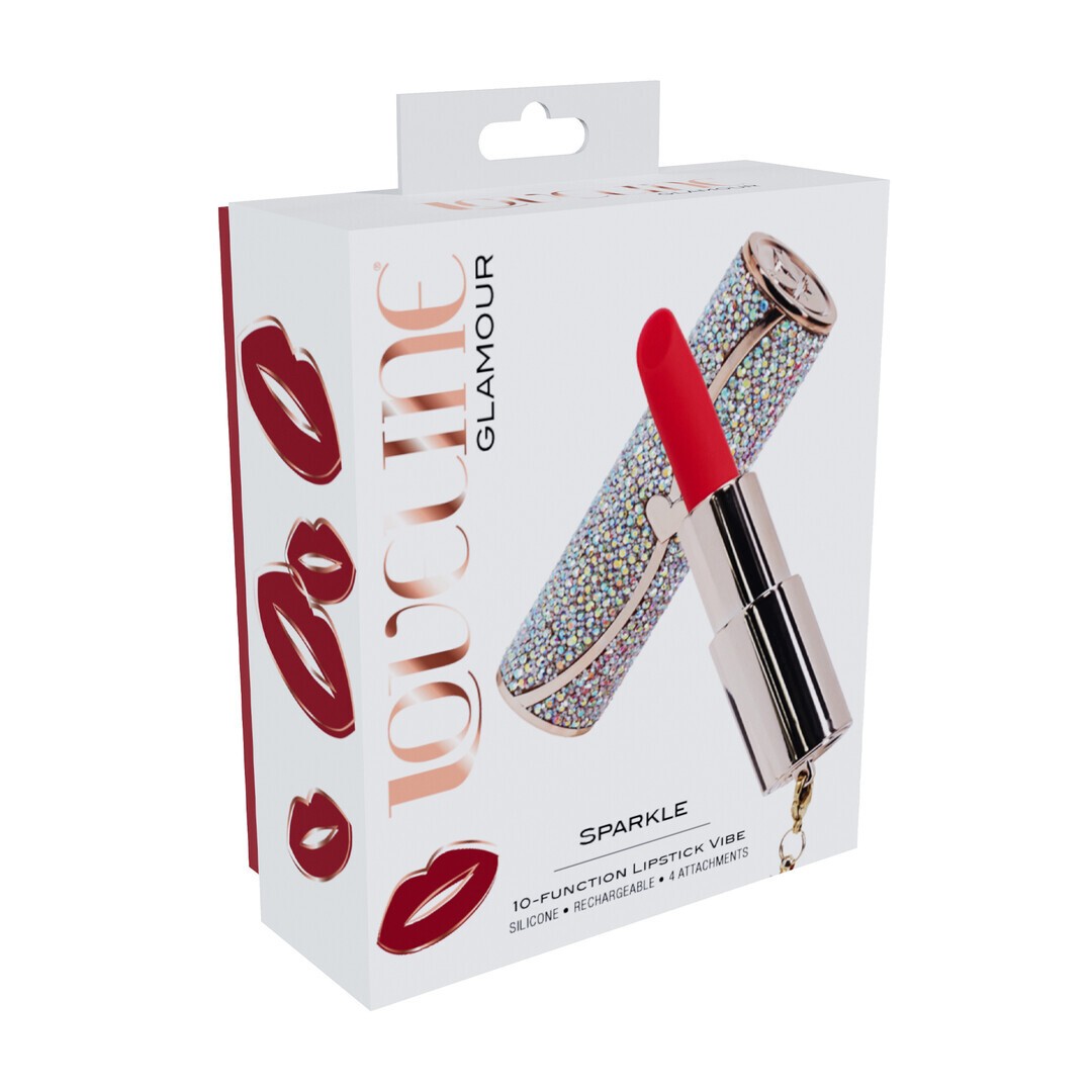 Lippenstift-Vibrator Sparkle mit 4 Aufsätzen Irisierend