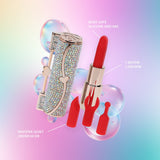 Lippenstift-Vibrator Sparkle mit 4 Aufsätzen Irisierend