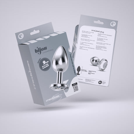 Analplug Bijou mit Schmuckstein und Samtbeutel Transparent 8 x Ø 4,1 cm