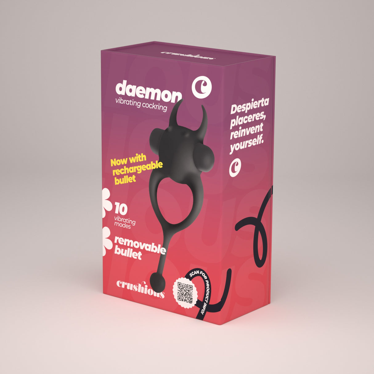 Penisring Daemon mit wiederaufladbarem Vibro-Ei Schwarz