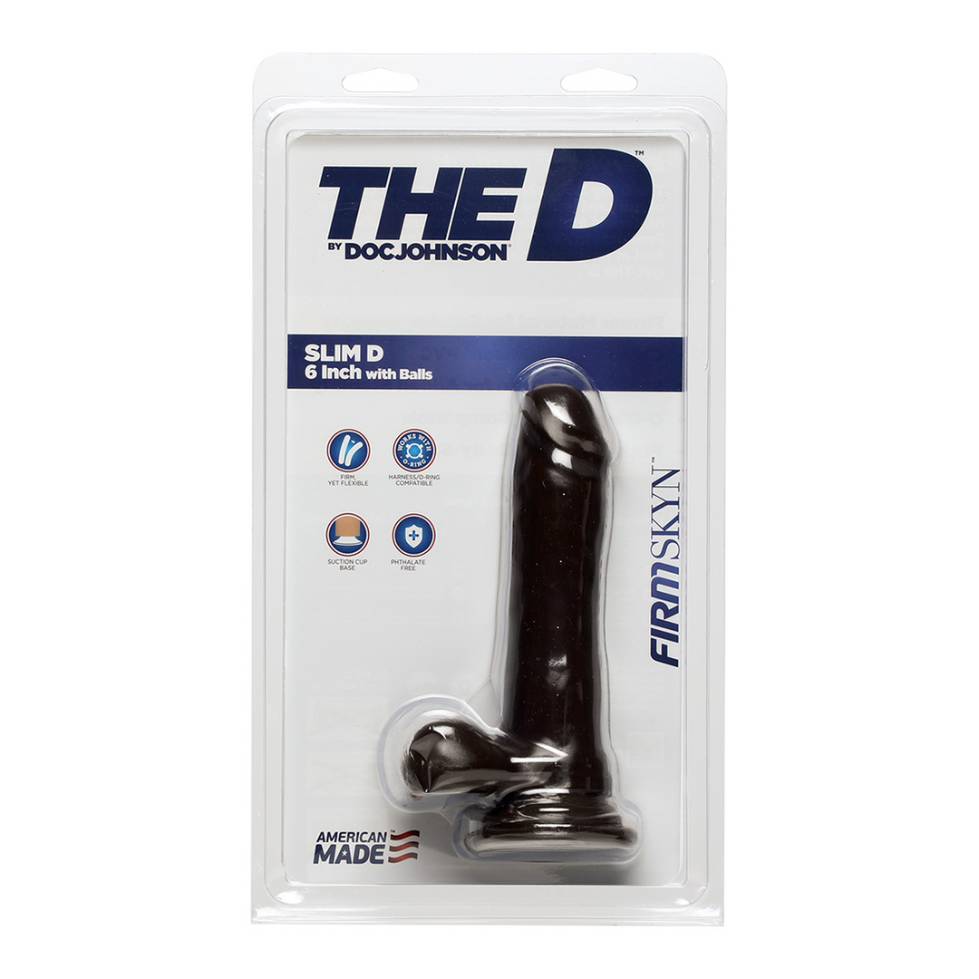 Dildo Slim D realistisch fest mit Hoden Braun 14 x Ø 3,8 cm
