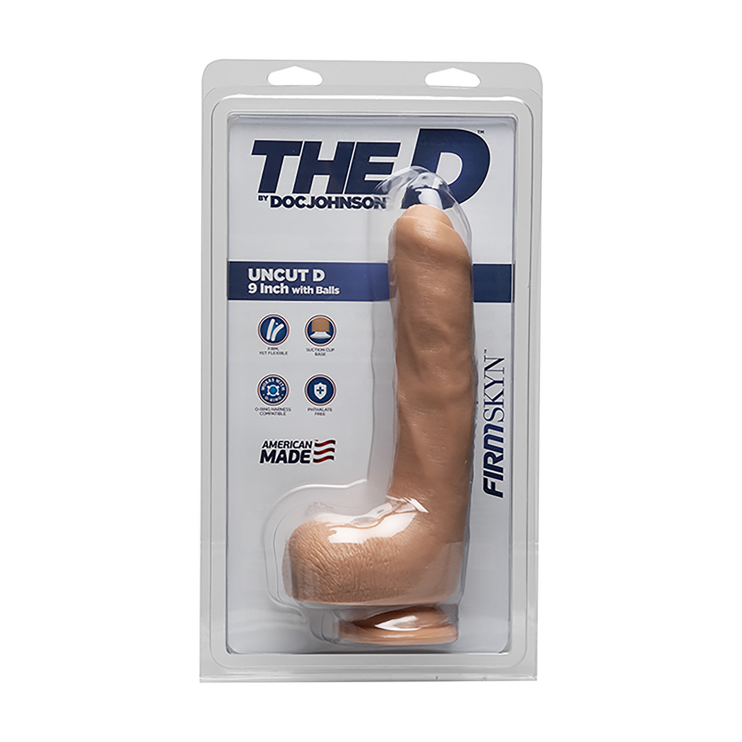Dildo Uncut D realistisch fest mit Hoden Hautfarbe 17,8 x Ø 4,3 cm