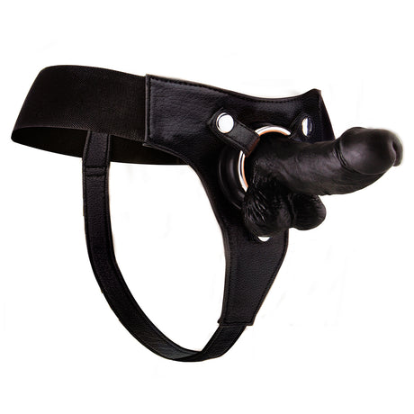 Strap-on realistisch aus Leder Schwarz 15 cm