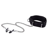 Halsband mit Nippelklemmen und Klettverschluss Schwarz