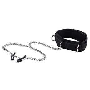 Halsband Ouch mit Nippelklemmen und Klettverschluss Schwarz – Ansicht 2