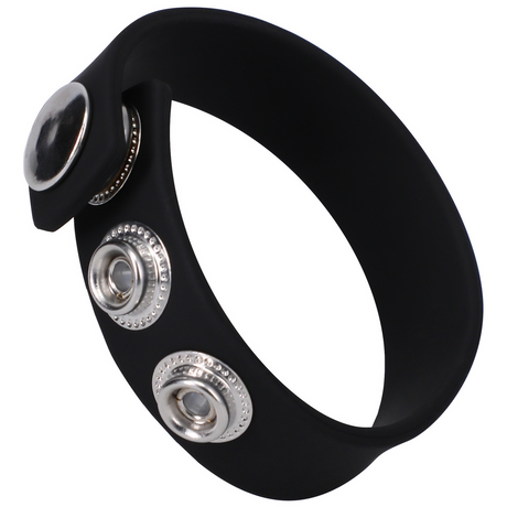 Penisring Silikon mit 3 Druckknöpfen Schwarz 6,8 x Ø 6,8 cm