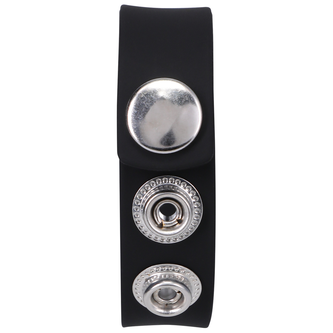 Penisring Silikon mit 3 Druckknöpfen Schwarz 6,8 x Ø 6,8 cm