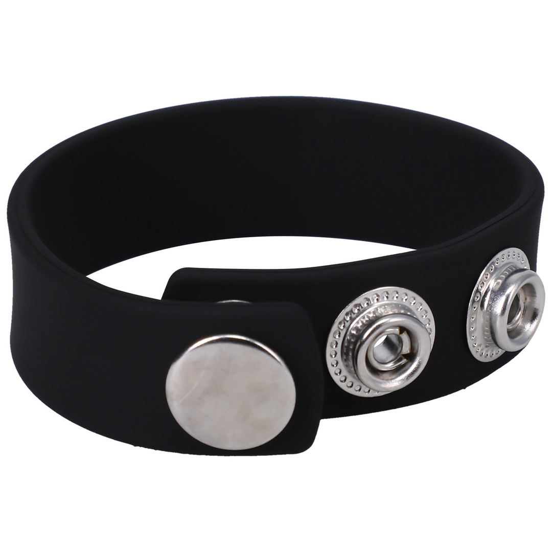 Penisring Silikon mit 3 Druckknöpfen Schwarz 6,8 x Ø 6,8 cm