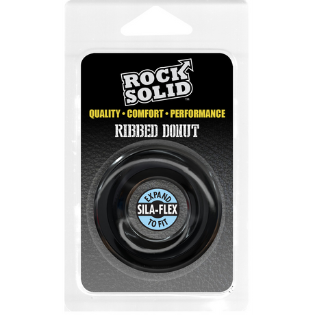 Penisring Donut gerippt Schwarz 5,7 x Ø 5,7 cm