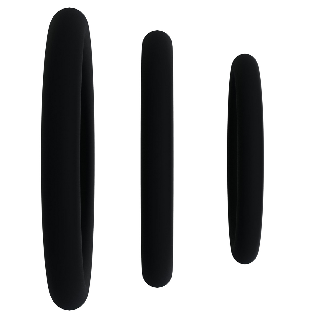 Penisring-Set Silikon 3er-Pack Schwarz 3,8 x Ø 3,8 cm