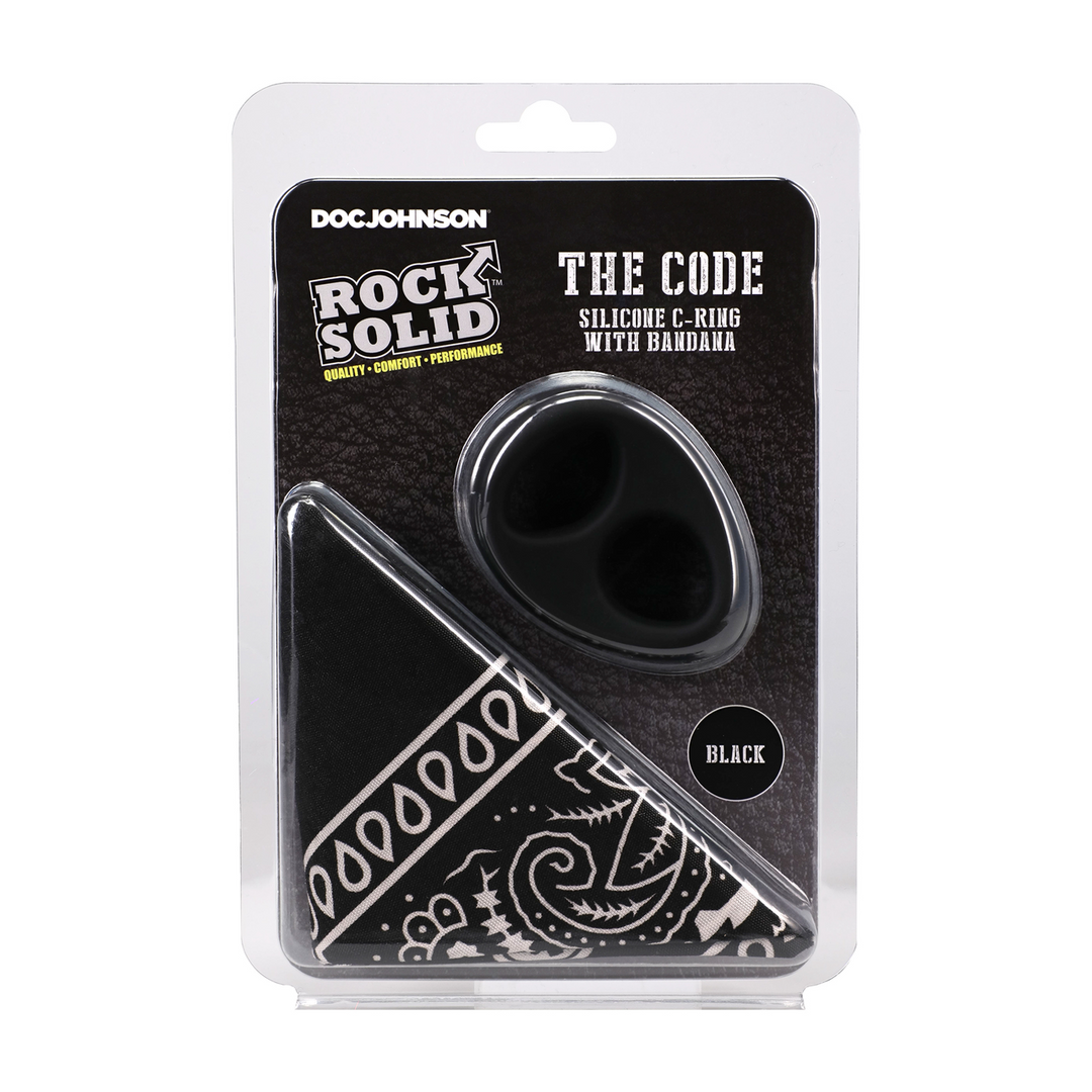 Penisring Code Silikon mit Bandana Schwarz 6,6 x Ø 4,6 cm