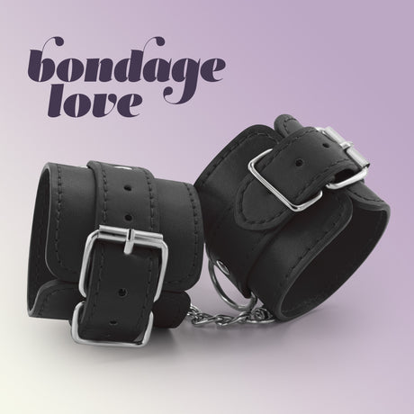 Handschellen Bondage Love aus Leder Schwarz