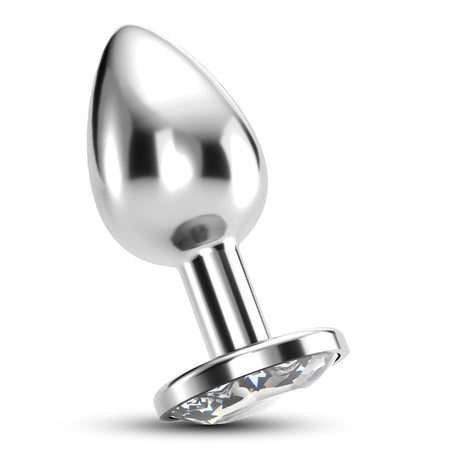 Analplug Bijou mit Schmuckstein und Samtbeutel Transparent 8 x Ø 4,1 cm