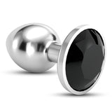 Analplug Bijou mit Schmuckstein und Samtbeutel Schwarz 6 x Ø 2,7 cm