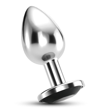 Analplug Bijou mit Schmuckstein und Samtbeutel Schwarz 6 x Ø 2,7 cm