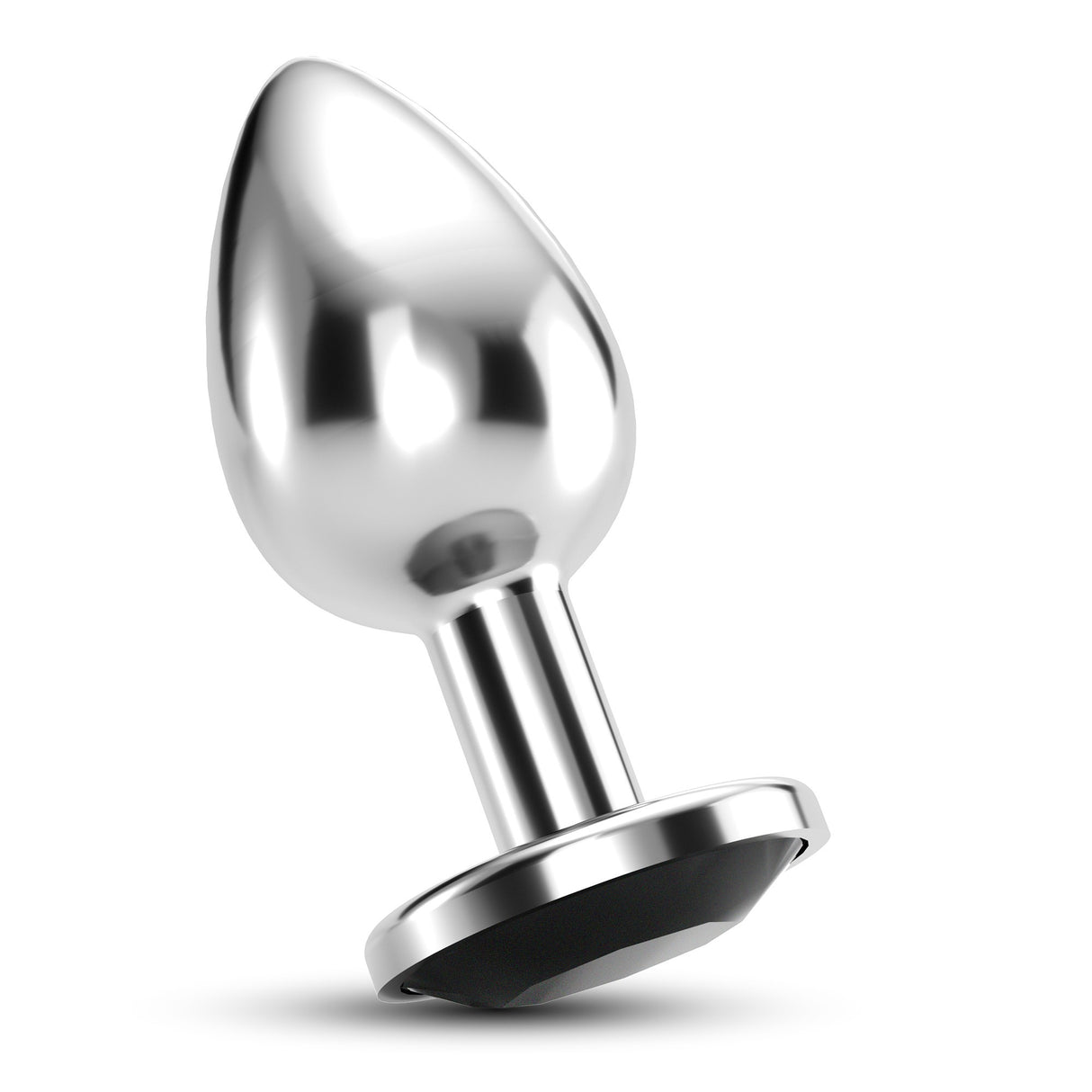 Analplug Bijou mit Schmuckstein und Samtbeutel Schwarz 7 x Ø 3,3 cm