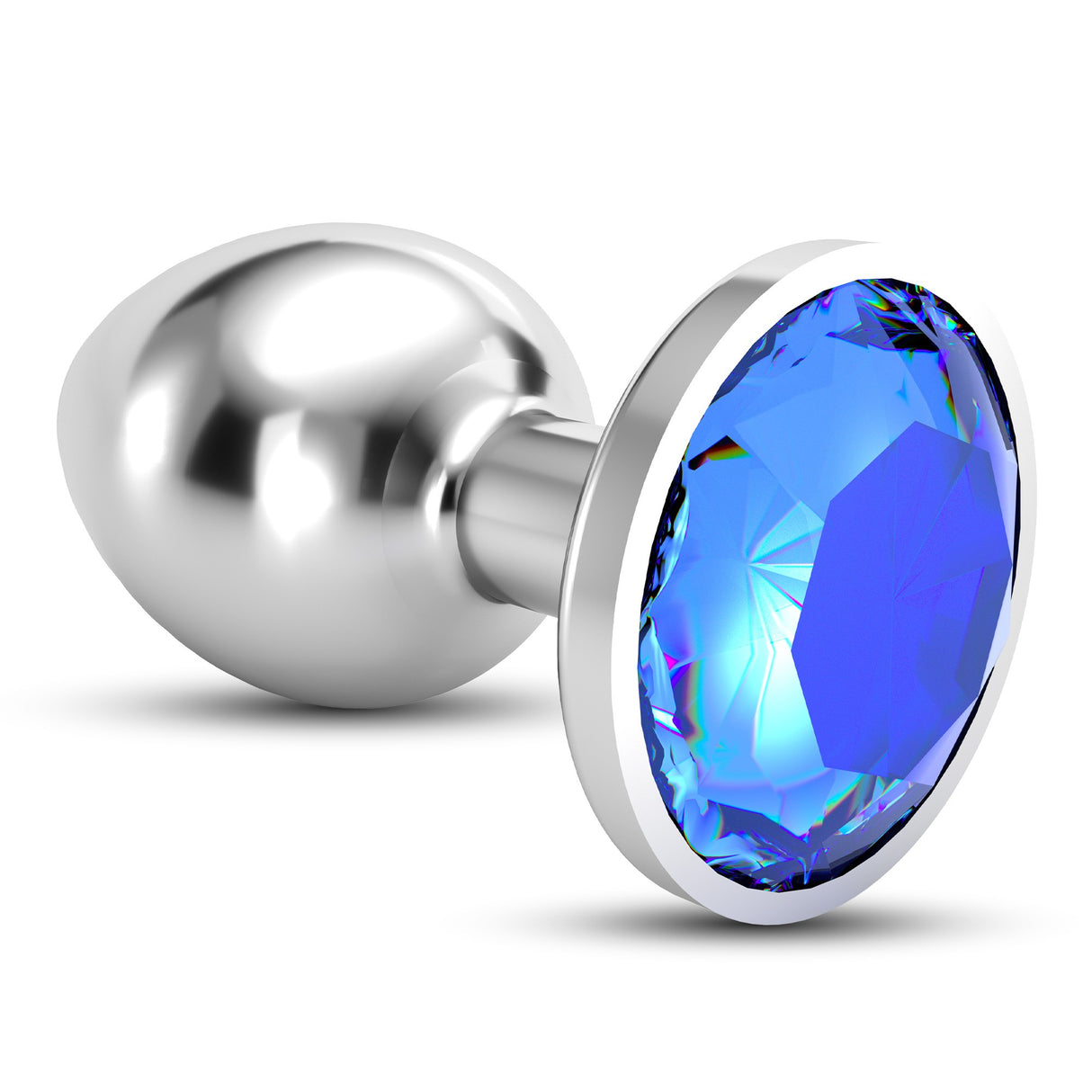 Analplug Bijou mit Schmuckstein und Samtbeutel Blau 7 x Ø 3,3 cm