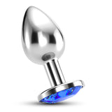 Analplug Bijou mit Schmuckstein und Samtbeutel Blau 7 x Ø 3,3 cm