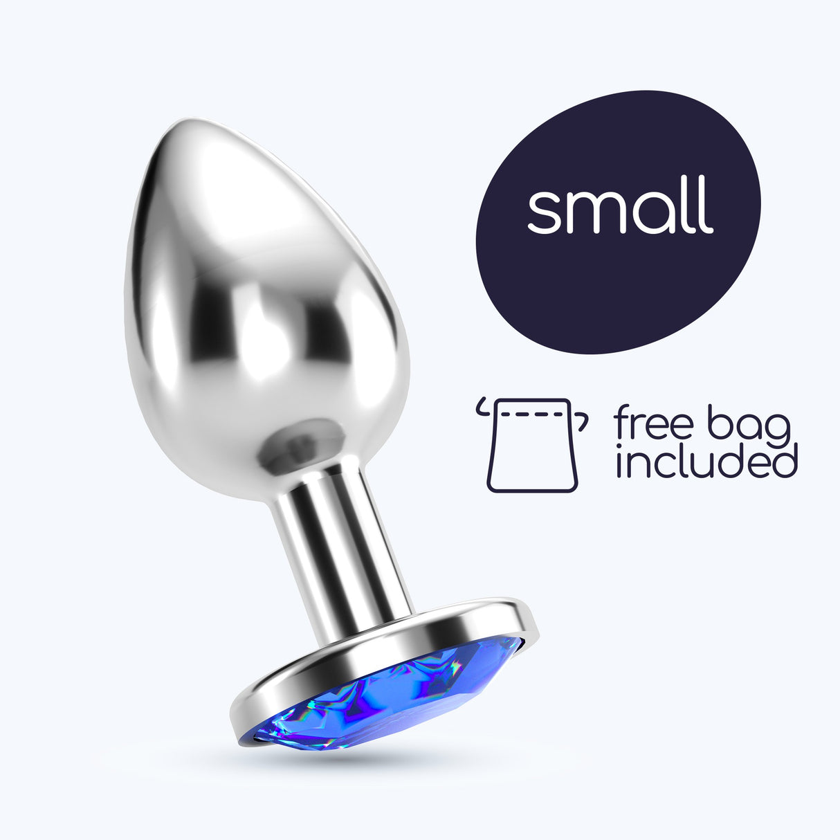 Analplug Bijou mit Schmuckstein und Samtbeutel Blau 6 x Ø 2,7 cm
