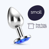Analplug Bijou mit Schmuckstein und Samtbeutel Blau 6 x Ø 2,7 cm