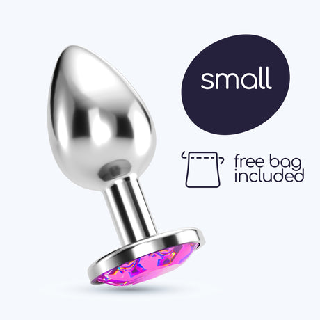 Analplug Bijou mit Schmuckstein und Samtbeutel Pink 6 x Ø 2,7 cm