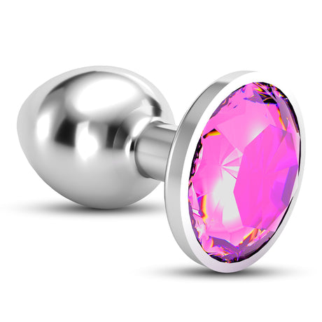 Analplug Bijou mit Schmuckstein und Samtbeutel Pink 6 x Ø 2,7 cm