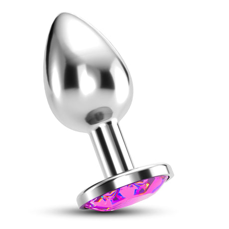 Analplug Bijou mit Schmuckstein und Samtbeutel Pink 6 x Ø 2,7 cm