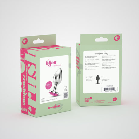 Analplug Bijou mit Schmuckstein und Samtbeutel Pink 8 x Ø 4,1 cm