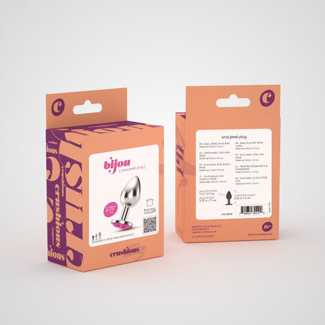 Analplug Bijou mit Schmuckstein und Samtbeutel Pink 6 x Ø 2,7 cm
