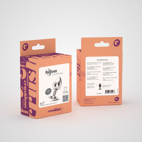 Analplug Bijou mit Schmuckstein und Samtbeutel Transparent 6 x Ø 2,7 cm