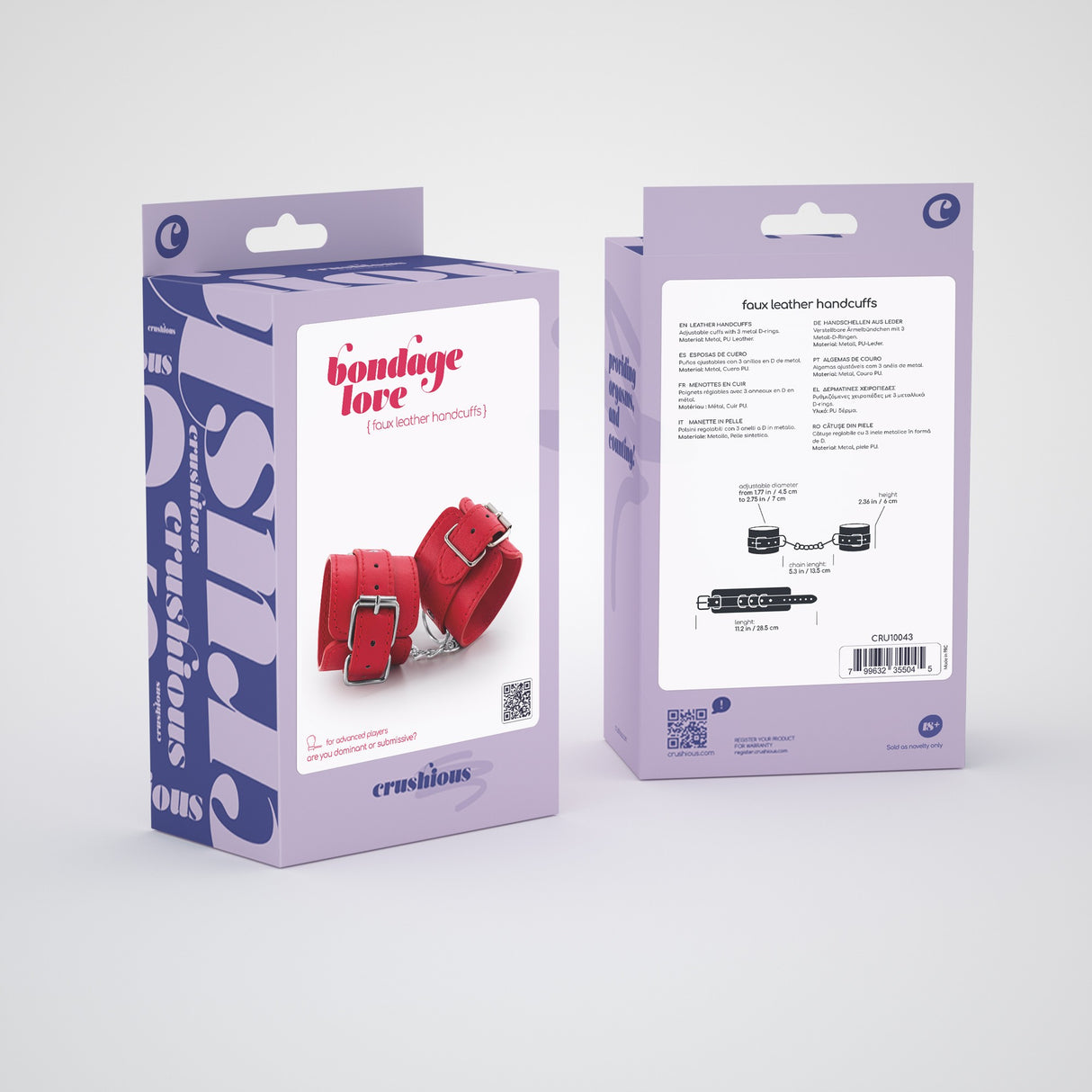Handschellen Bondage Love aus Leder Rot