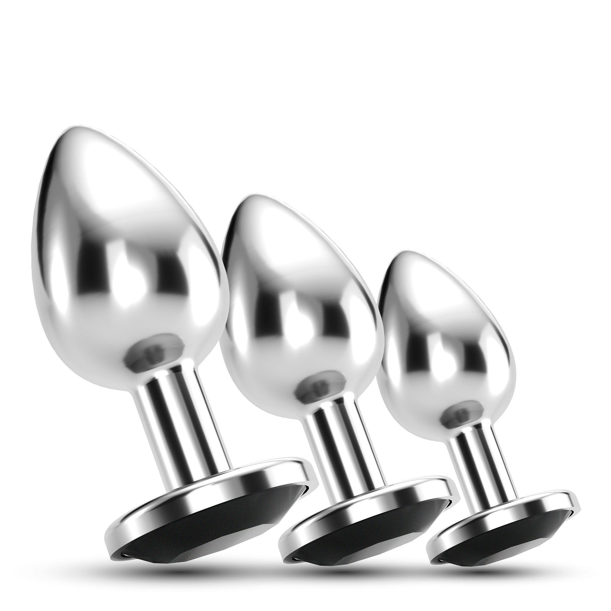 Analplug-Set Bijou Trio mit Samtbeuteln Schwarz 6 x Ø 2,7 cm