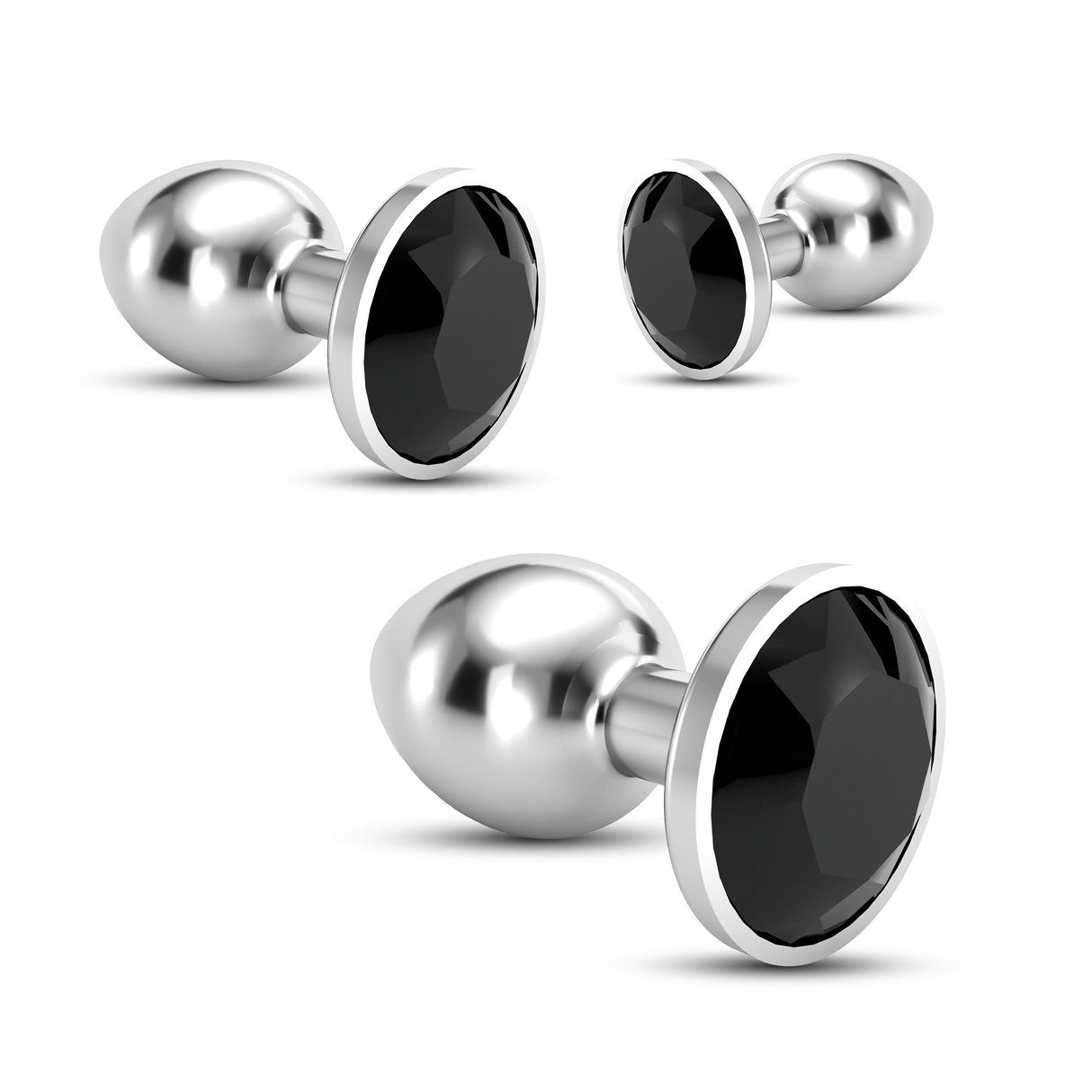Analplug-Set Bijou Trio mit Samtbeuteln Schwarz 6 x Ø 2,7 cm