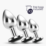Analplug-Set Bijou Trio mit Samtbeuteln Schwarz 6 x Ø 2,7 cm