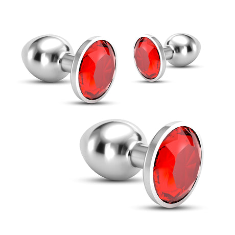 Analplug-Set Bijou Trio mit Samtbeuteln Rot 6 x Ø 2,7 cm