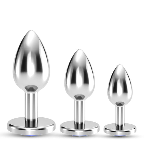 Analplug-Set Bijou Trio mit Gleitgel 50 ml Blau 6 x Ø 2,7 cm