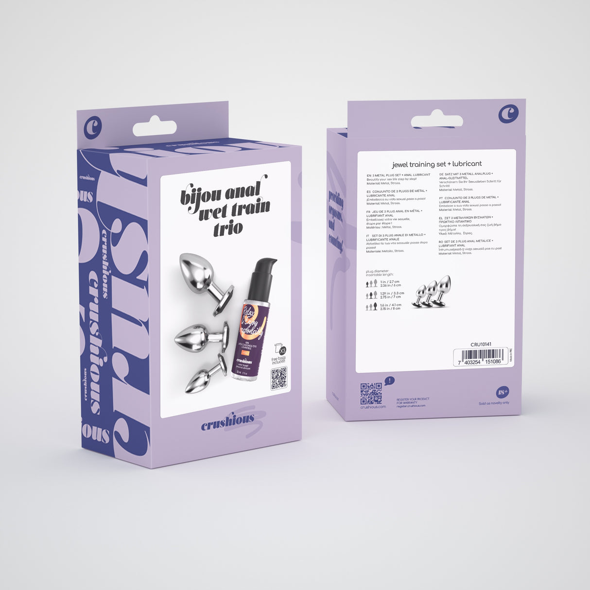 Analplug-Set Bijou Trio mit Gleitgel 50 ml Schwarz 6 x Ø 2,7 cm