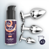 Analplug-Set Bijou Trio mit Gleitgel 50 ml Schwarz 6 x Ø 2,7 cm