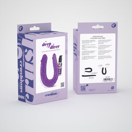 Doppeldildo Deep Diver mit Anal-Gleitgel 50 ml Lila