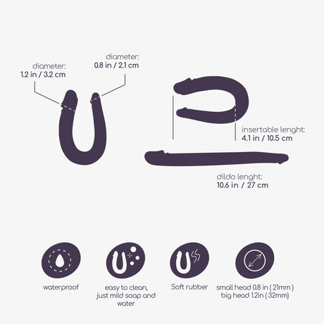Doppeldildo Deep Diver mit Anal-Gleitgel 50 ml Lila