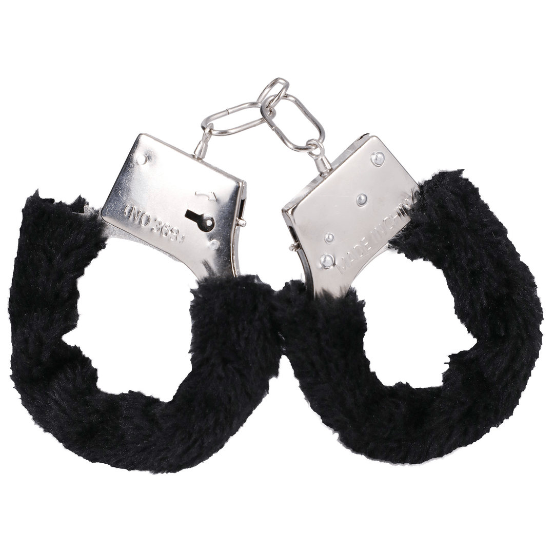 Plüsch-Handschellen Schwarz 32 x Ø 11 cm