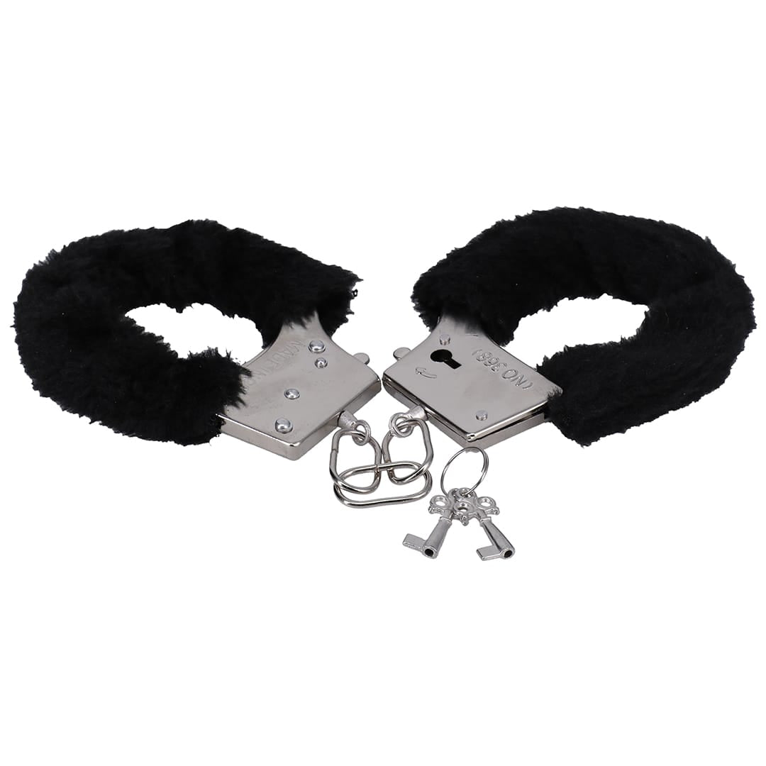 Plüsch-Handschellen Schwarz 32 x Ø 11 cm