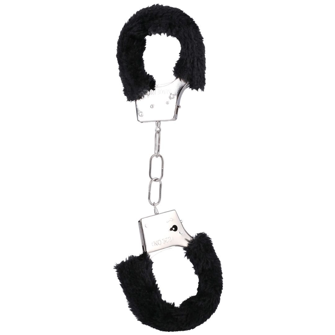 Plüsch-Handschellen Schwarz 32 x Ø 11 cm