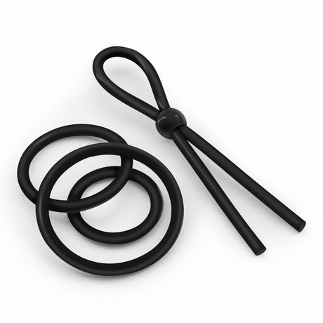 Penisring-Set Daltons aus Silikon Schwarz