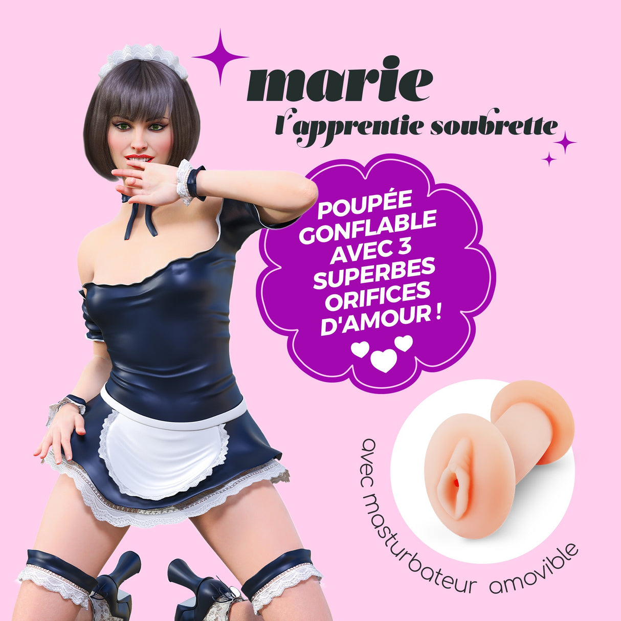 Liebespuppe Marie das Zimmermädchen aufblasbar mit Masturbator