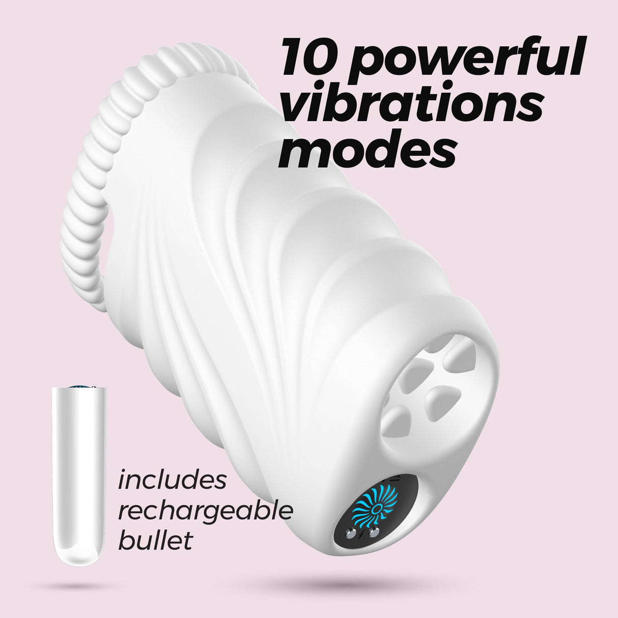 Masturbator Nautilus mit herausnehmbarem Vibro-Ei Weiß