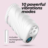 Masturbator Nautilus mit herausnehmbarem Vibro-Ei Weiß