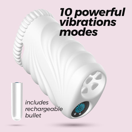 Masturbator Nautilus mit herausnehmbarem Vibro-Ei Weiß