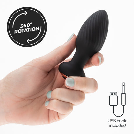 Analplug Twister mit Rotation und Fernbedienung Schwarz