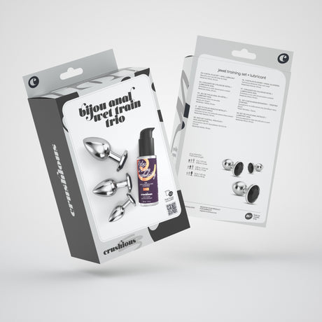 Analplug-Set Bijou Trio mit Gleitgel 50 ml Schwarz 6 x Ø 2,7 cm